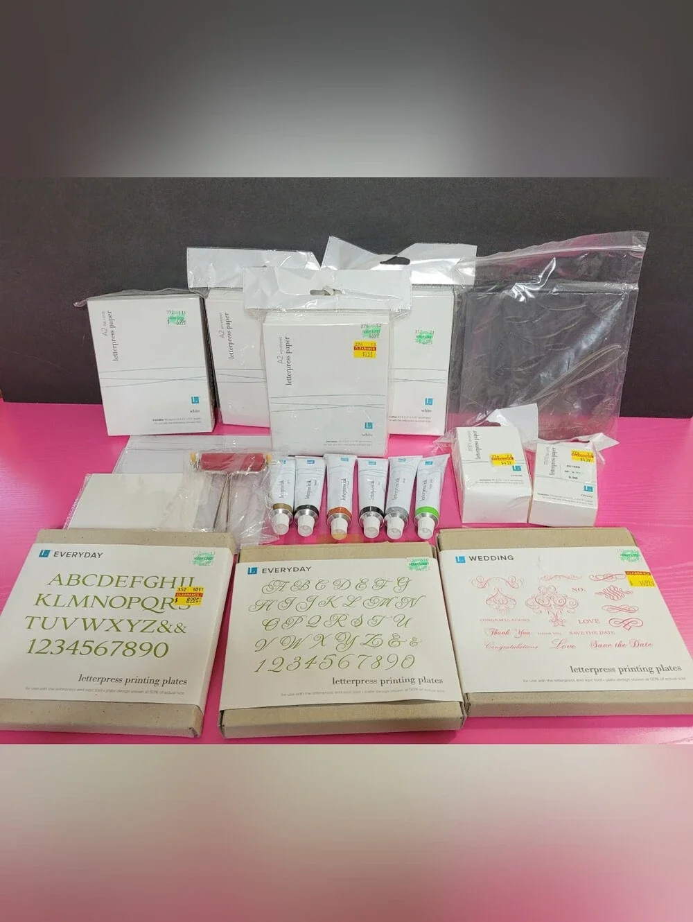 Letterpress Assorted Bundle Of Items Including Printing Plates Ink Tubes (1240)
